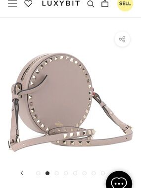 Valentino Round Rockstud Crossbody Bag in Taupe/Nude